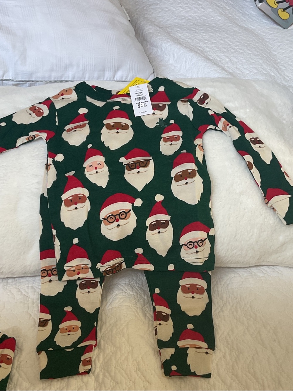 GAP Green Santa Face One-Piece Footie Pajamas